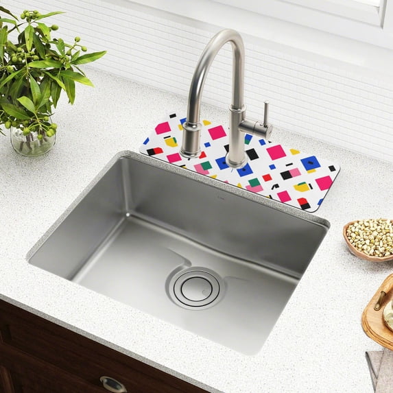 Yayeee Faucet Mat for Kitchen Sink 14.7" Diatomite Long Splash Guard Pad, Cartoon Graphic
