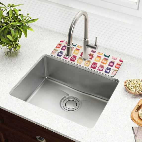Yayeee Faucet Mat for Kitchen Sink 14.7" Diatomite Long Splash Guard Pad, Colorful Jam