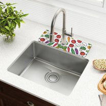 Yayeee Faucet Mat for Kitchen Sink 14.7" Diatomite Long Splash Guard Pad, Red Vegetables Pattern