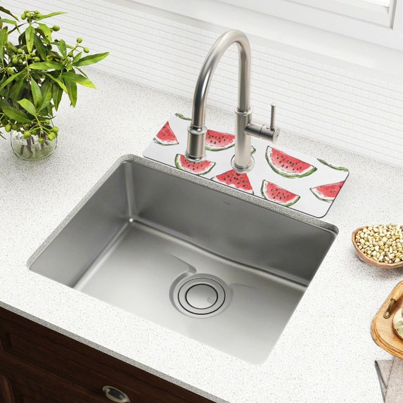 Yayeee Faucet Mat for Kitchen Sink 14.7" Diatomite Long Splash Guard Pad, Watermelon Pattern