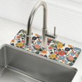 thumbnail image 1 of Yayeee Faucet Mat for Kitchen Sink 30" Diatomite Long Splash Guard Pad, Black Flowers Pattern, 2 Pack, 1 of 7