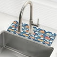 thumbnail image 1 of Yayeee Faucet Mat for Kitchen Sink 30" Diatomite Long Splash Guard Pad, Blue Cute Train Pattern, 2 Pack, 1 of 7