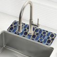 thumbnail image 1 of Yayeee Faucet Mat for Kitchen Sink 30" Diatomite Long Splash Guard Pad, Blue Hexagon Pattern, 2 Pack, 1 of 7