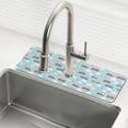 thumbnail image 1 of Yayeee Faucet Mat for Kitchen Sink 30" Diatomite Long Splash Guard Pad, Blue Trains Pattern, 1 of 7