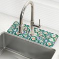 thumbnail image 1 of Yayeee Faucet Mat for Kitchen Sink 30" Diatomite Long Splash Guard Pad, Green Geometric Flowers, 2 Pack, 1 of 7