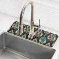 thumbnail image 1 of Yayeee Faucet Mat for Kitchen Sink 30" Diatomite Long Splash Guard Pad, Green Peacock Pattern, 2 Pack, 1 of 7