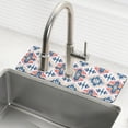 thumbnail image 1 of Yayeee Faucet Mat for Kitchen Sink 30" Diatomite Long Splash Guard Pad, Navy Blossom Mosaic, 2 Pack, 1 of 7