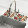 thumbnail image 1 of Yayeee Faucet Mat for Kitchen Sink 30" Diatomite Long Splash Guard Pad, Orange Japanese Flowers Pattern, 2 Pack, 1 of 7