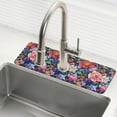 thumbnail image 1 of Yayeee Faucet Mat for Kitchen Sink 30" Diatomite Long Splash Guard Pad, Vibrant Pink Floral Pattern, 1 of 7