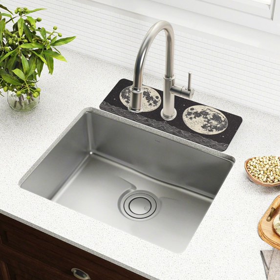 Yayeee Faucet Mat for Kitchen Sink 30" Diatomite Long Splash Guard Pad, Beige Moon