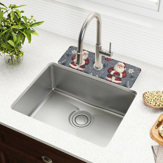 Yayeee Faucet Mat for Kitchen Sink 30" Diatomite Long Splash Guard Pad, Christmas Santa
