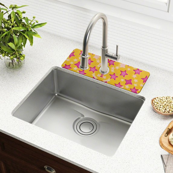 Yayeee Faucet Mat for Kitchen Sink 30" Diatomite Long Splash Guard Pad, Large Pink Stars