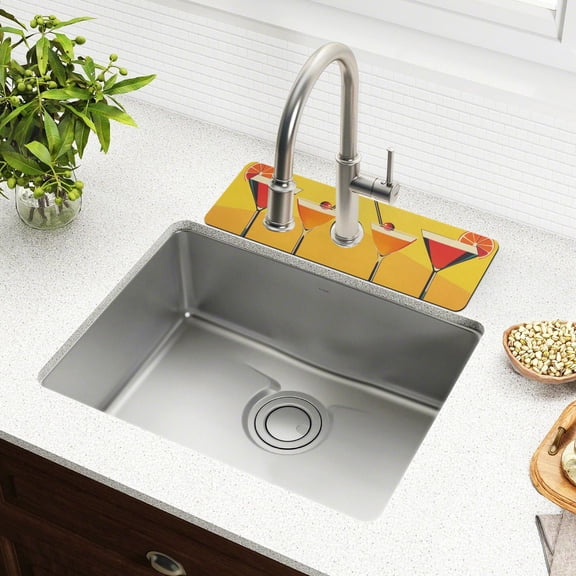 Yayeee Faucet Mat for Kitchen Sink 30" Diatomite Long Splash Guard Pad, Orange Cocktails