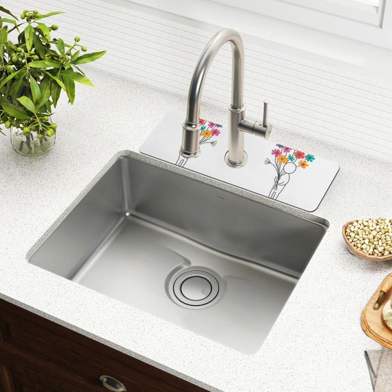 Yayeee Faucet Mat for Kitchen Sink 14.7" Diatomite Long Splash Guard Pad, Colorful Flower, 2 Pack