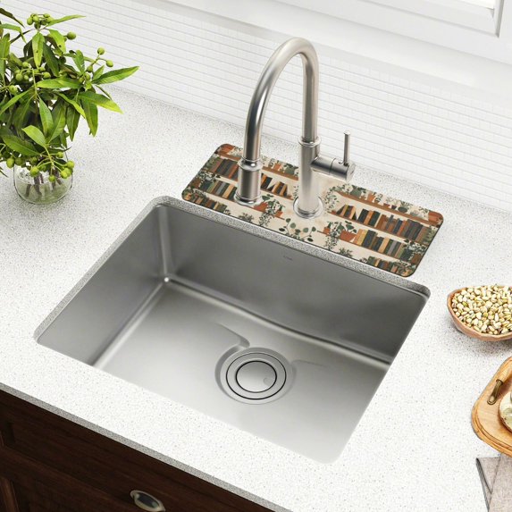 Yayeee Faucet Mat for Kitchen Sink 14.7" Diatomite Long Splash Guard Pad, Shelf Plants, 2 Pack