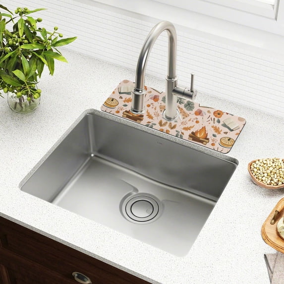Yayeee Faucet Mat for Kitchen Sink 30" Diatomite Long Splash Guard Pad, Campfire Pattern, 2 Pack