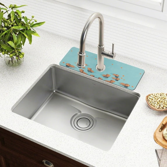 Yayeee Faucet Mat for Kitchen Sink 30" Diatomite Long Splash Guard Pad, Capybara Splash, 2 Pack