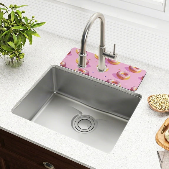 Yayeee Faucet Mat for Kitchen Sink 30" Diatomite Long Splash Guard Pad, Cartoon Doughnuts, 2 Pack