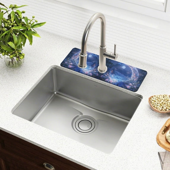 Yayeee Faucet Mat for Kitchen Sink 30" Diatomite Long Splash Guard Pad, Crystal Ball, 2 Pack