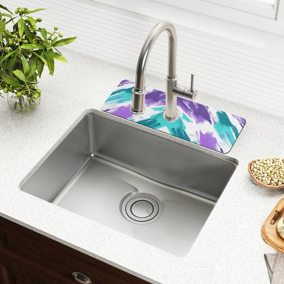 Yayeee Faucet Mat for Kitchen Sink 30" Diatomite Long Splash Guard Pad, Green Drawing, 2 Pack