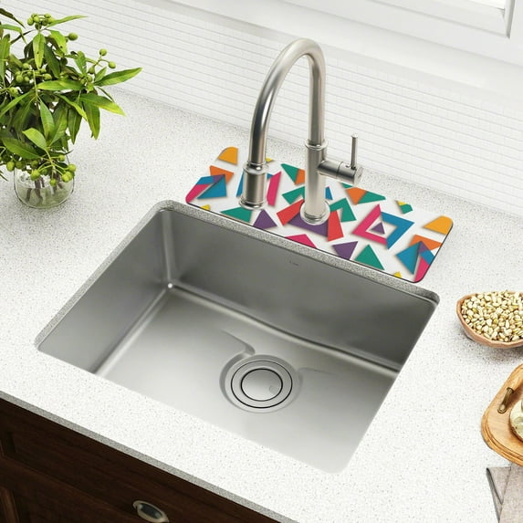 Yayeee Faucet Mat for Kitchen Sink 30" Diatomite Long Splash Guard Pad, Purple Triangles, 2 Pack