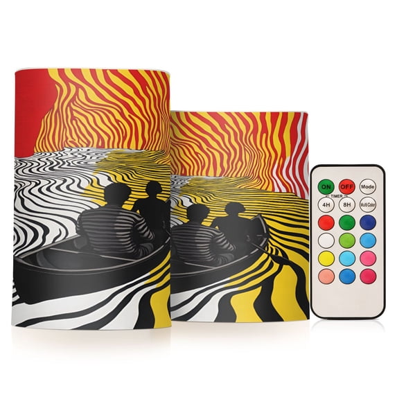 Yayeee Flameless Candles with Remote Flickering Battery Operated Multi Color Changing, Abstract Boat