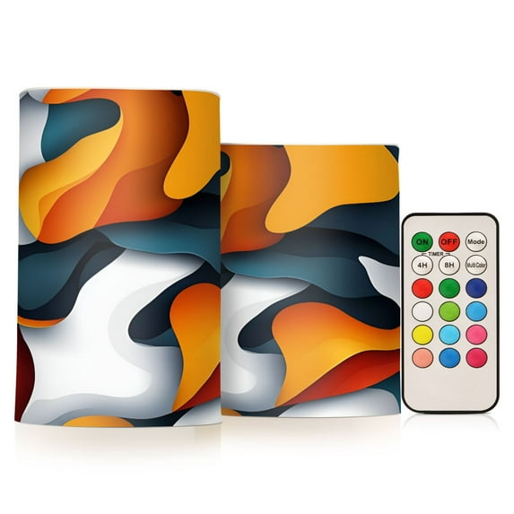 Yayeee Flameless Candles with Remote Flickering Battery Operated Multi Color Changing, Abstract Wavy