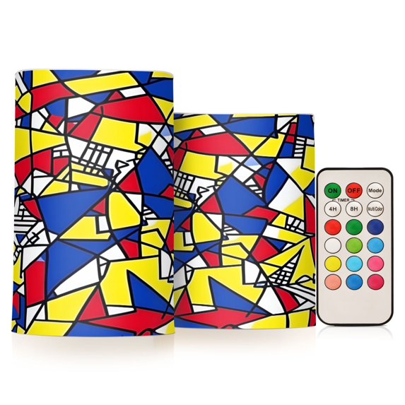 Yayeee Flameless Candles with Remote Flickering Battery Operated Multi Color Changing, Art Triangles