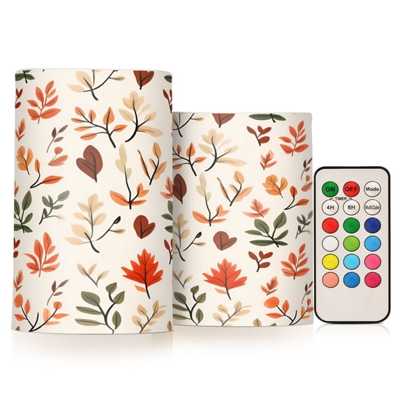 Yayeee Flameless Candles with Remote Flickering Battery Operated Multi Color Changing, Autumn Leaves