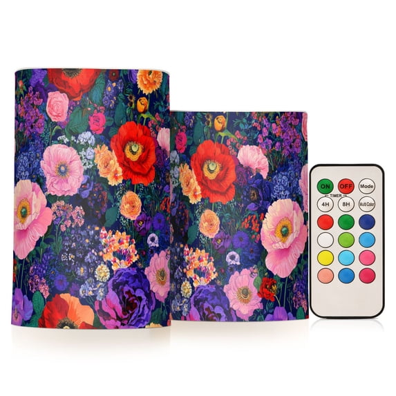 Yayeee Flameless Candles with Remote Flickering Battery Operated Multi Color Changing, Beautiful Floral Pattern