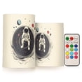 thumbnail image 1 of Yayeee Flameless Candles with Remote Flickering Battery Operated Multi Color Changing, Beige Astronaut Space, 1 of 7