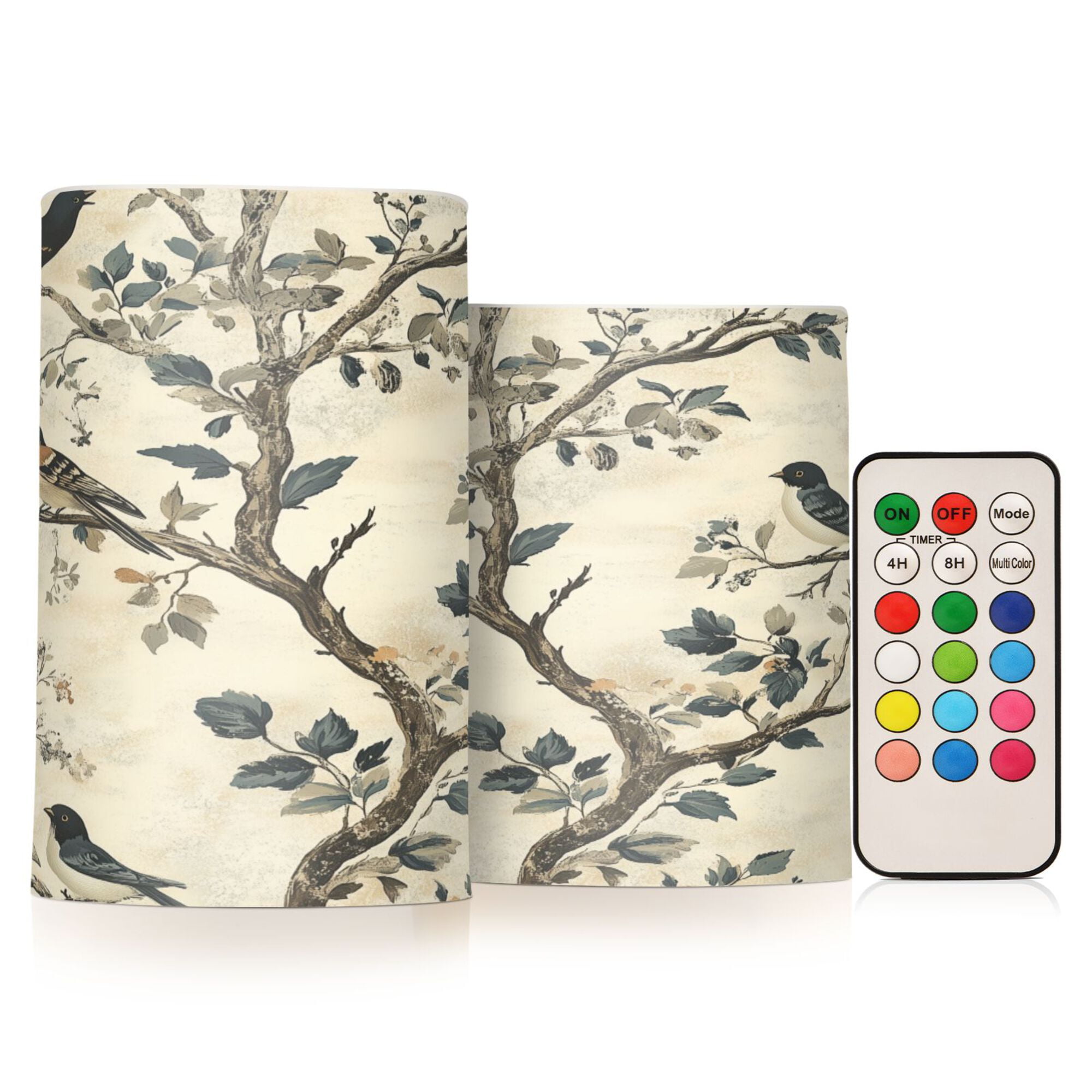 Yayeee Flameless Candles with Remote Flickering Battery Operated Multi Color Changing, Beige Birds