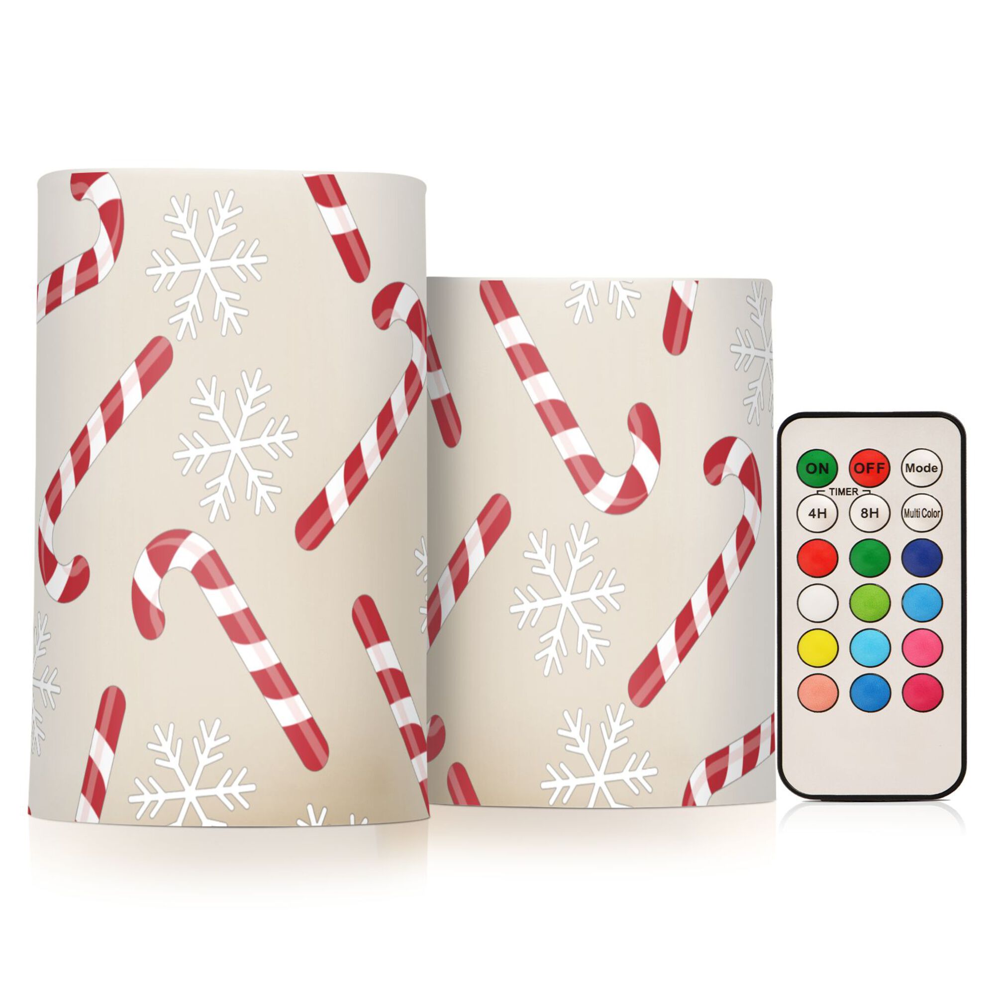 Yayeee Flameless Candles with Remote Flickering Battery Operated Multi Color Changing, Beige Candy Cane