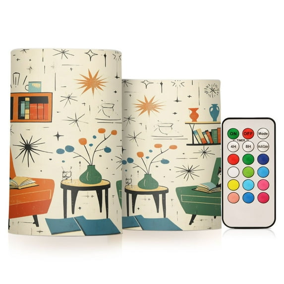 Yayeee Flameless Candles with Remote Flickering Battery Operated Multi Color Changing, Beige Cats Reading