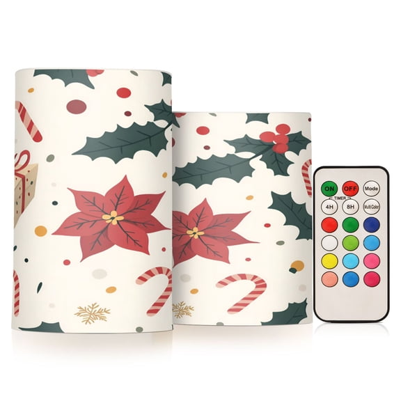 Yayeee Flameless Candles with Remote Flickering Battery Operated Multi Color Changing, Beige Christmas Candy Canes