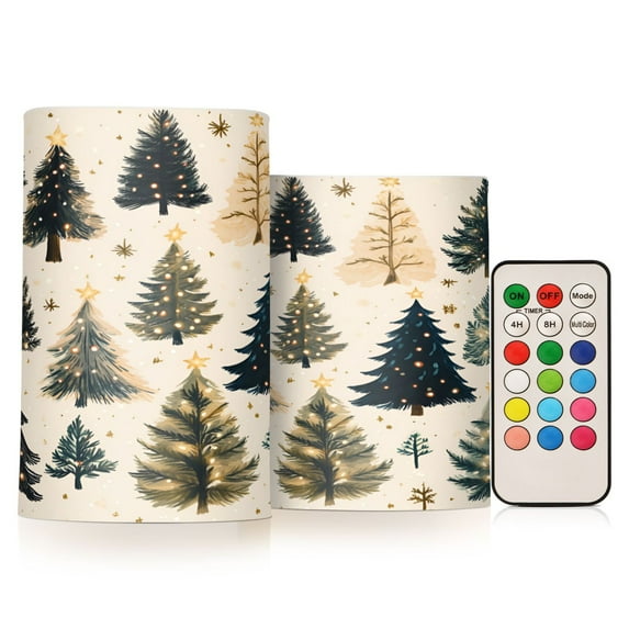 Yayeee Flameless Candles with Remote Flickering Battery Operated Multi Color Changing, Beige Christmas Trees