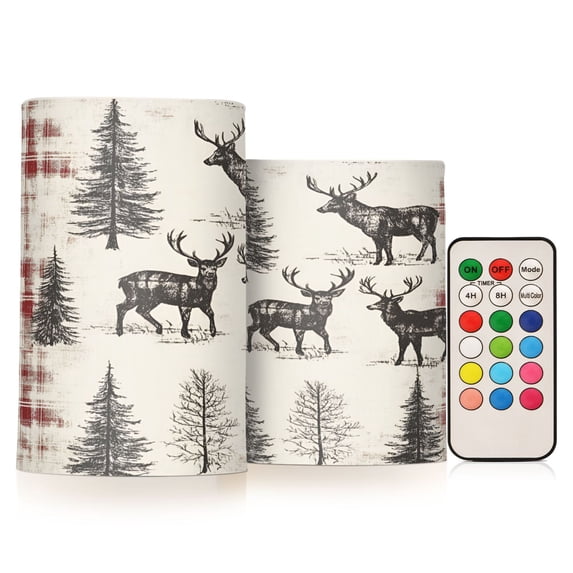 Yayeee Flameless Candles with Remote Flickering Battery Operated Multi Color Changing, Beige Deer