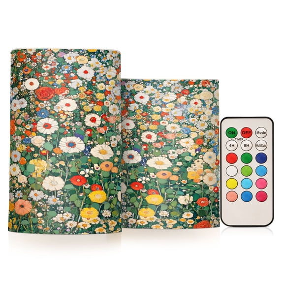 Yayeee Flameless Candles with Remote Flickering Battery Operated Multi Color Changing, Beige Floral Garden