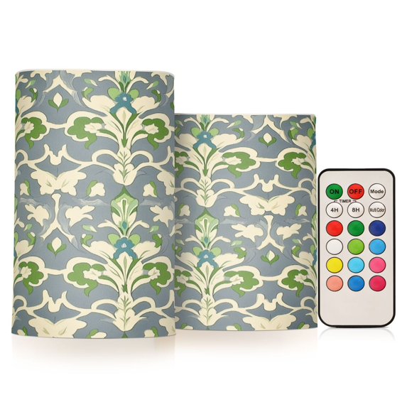 Yayeee Flameless Candles with Remote Flickering Battery Operated Multi Color Changing, Beige Floral