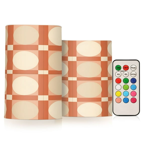 Yayeee Flameless Candles with Remote Flickering Battery Operated Multi Color Changing, Beige Geometric