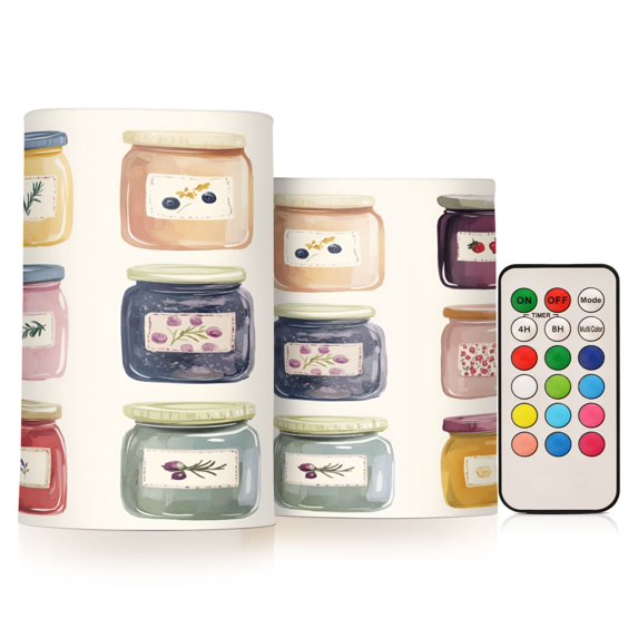 Yayeee Flameless Candles with Remote Flickering Battery Operated Multi Color Changing, Beige Jam Jars