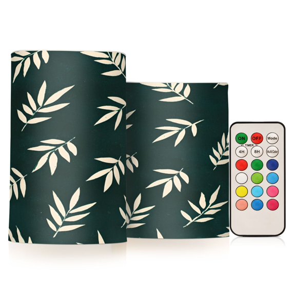 Yayeee Flameless Candles with Remote Flickering Battery Operated Multi Color Changing, Beige Leaves