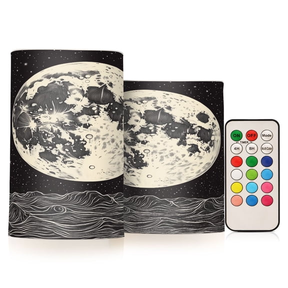 Yayeee Flameless Candles with Remote Flickering Battery Operated Multi Color Changing, Beige Moon