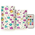 thumbnail image 1 of Yayeee Flameless Candles with Remote Flickering Battery Operated Multi Color Changing, Beige Retro Pattern, 1 of 7
