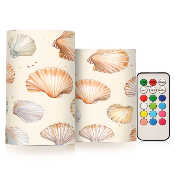 Yayeee Flameless Candles with Remote Flickering Battery Operated Multi Color Changing, Beige Seashell