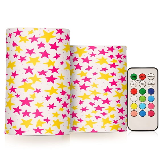Yayeee Flameless Candles with Remote Flickering Battery Operated Multi Color Changing, Beige Stars