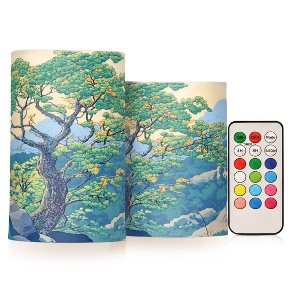 Yayeee Flameless Candles with Remote Flickering Battery Operated Multi Color Changing, Beige Tree