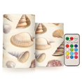 thumbnail image 1 of Yayeee Flameless Candles with Remote Flickering Battery Operated Multi Color Changing, Beige Watercolor Seashells, 1 of 7