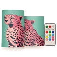 thumbnail image 1 of Yayeee Flameless Candles with Remote Flickering Battery Operated Multi Color Changing, Big Pink Cheetah, 1 of 7