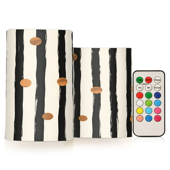 Yayeee Flameless Candles with Remote Flickering Battery Operated Multi Color Changing, Black Abstract Stripes